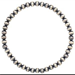 Navajo Pearls Bracelet Real Sterling silver beads stretchy, 6mm handmade USA